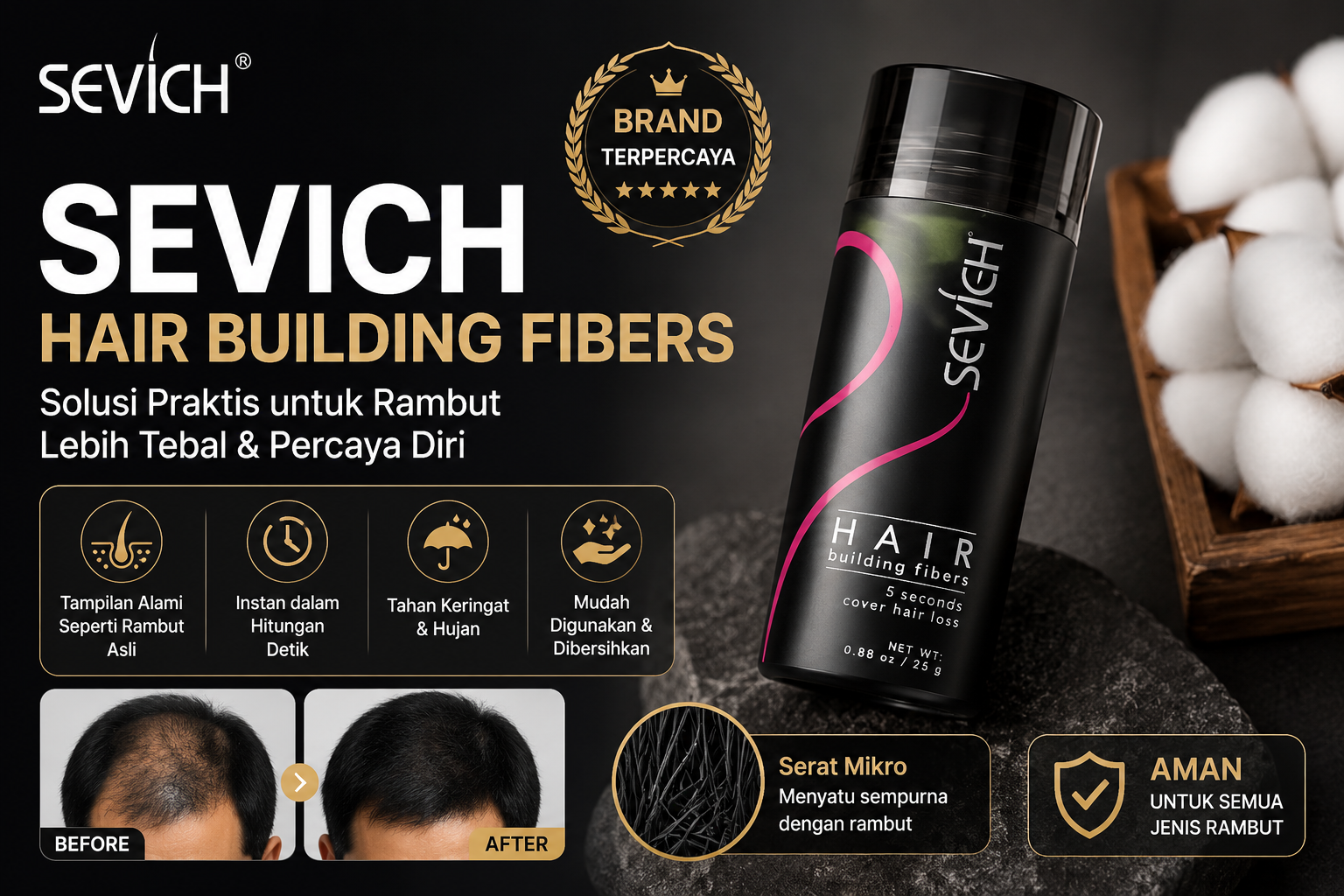 SEVICH Hair Building Fibers: Solusi Instan untuk Rambut Lebih Tebal dan Percaya Diri