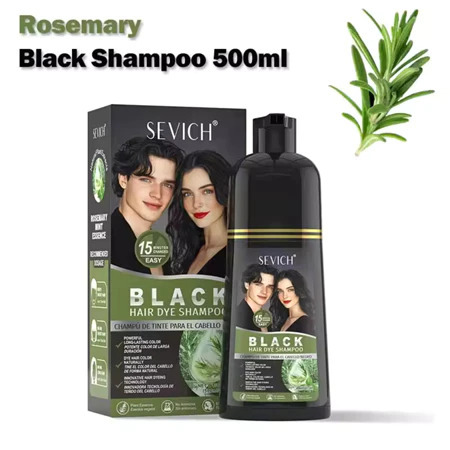 Sevich Black Hair Dye Shampoo 500ml Sampo Cat Pewarna Uban Rambut - ROSEMARY