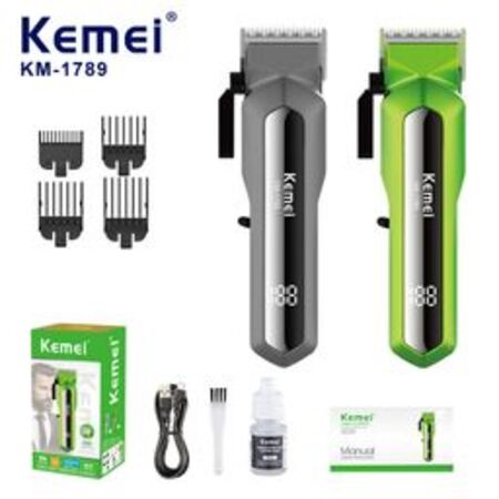 Kemei KM-1789 Hair Clipper 7000RPM 2000mAh Cukur Rambut Elektrik Pencukur Kumis Jenggot - GREEN