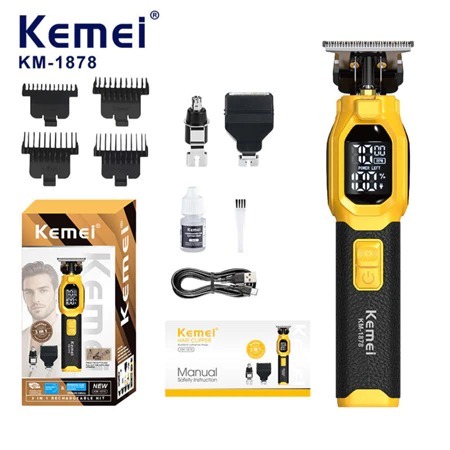 Kemei KM-1878 Hair Cliper Trimmer 3 in 1 Alat Cukur KM 1878 3in1 2000MAH Dengan Kecepatan 7000RPM