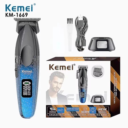 Kemei KM-1669 Hair Trimmer 9000RPM 2000MAH Cukuran Rambut Ceramic DLC Coating Blades KM1669 KM 1669