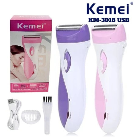 Kemei KM-3018 USB Alat Cukur Rambut Bulu Halus Shaver Elektrik KM 3018 - PURPLE