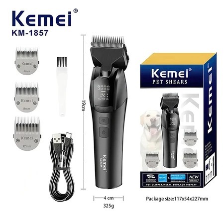 Kemei KM-1857 Pet Clipper 9000RPM 4600MAH Cukur Hewan Anjing Kucing KM 1857 KM1857